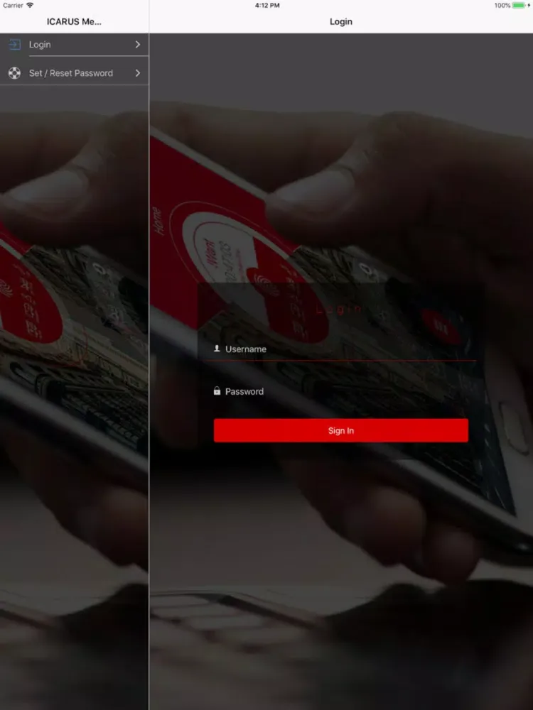 Tangkapan layar ICARUS Paniq iPad 