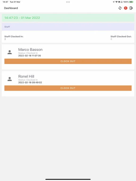 Timed Attendance iPad  Ekran Görüntüleri