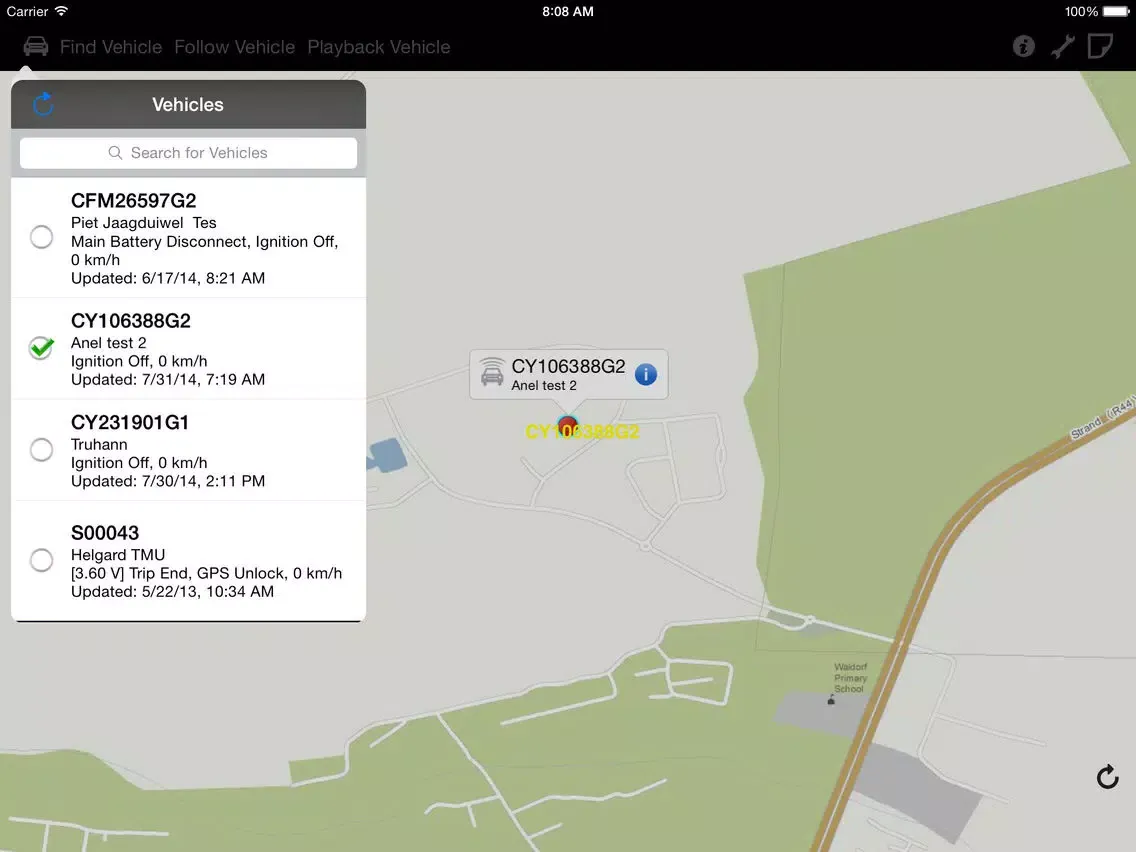 Ảnh chụp màn hình của Tracker SA iPad 