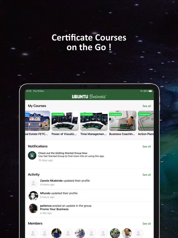 Ubuntu Entrepreneurship App iPad  স্ক্রিনশট