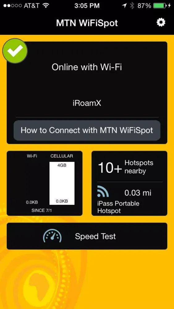 Ảnh chụp màn hình của MTN WiFiSpot