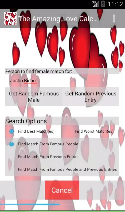 Tangkapan skrin The Amazing Love Calculator