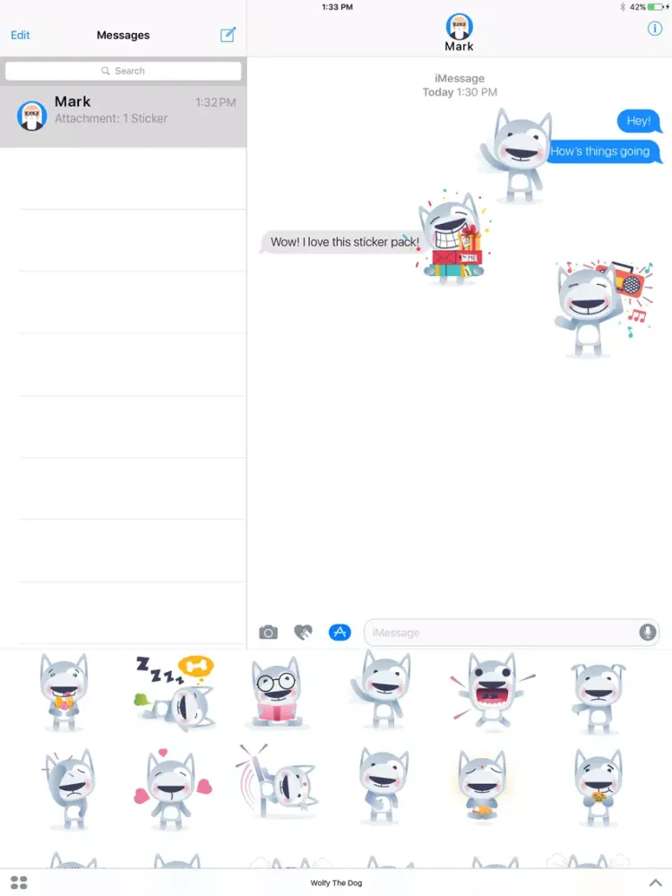 Zrzuty ekranu Wolfy The Dog - Sticker Pack iPad 