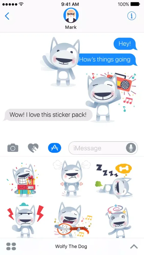 Zrzuty ekranu Wolfy The Dog - Sticker Pack