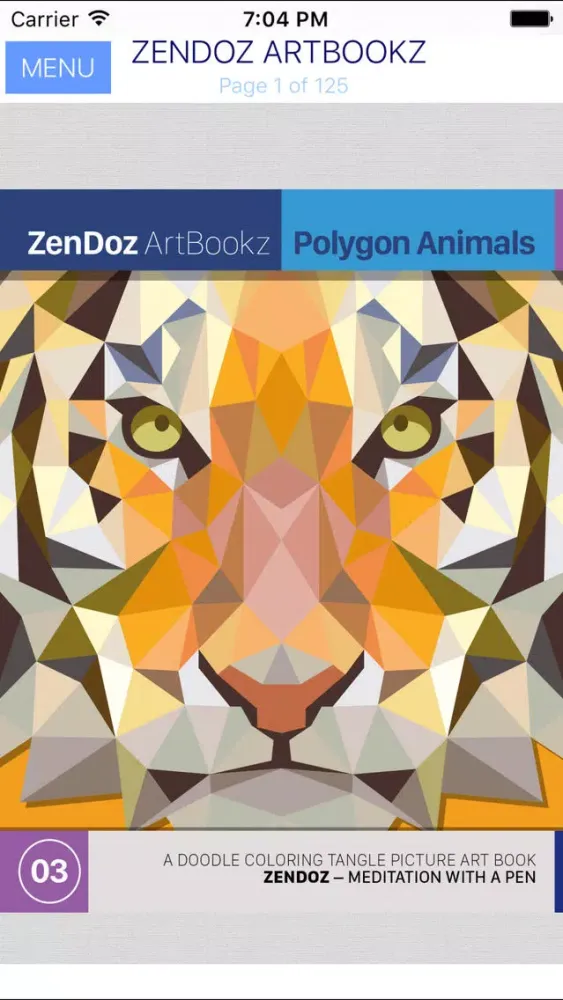 Zendoz ArtBookz - 03 - Polygon Animals - Coloring Book Screenshots