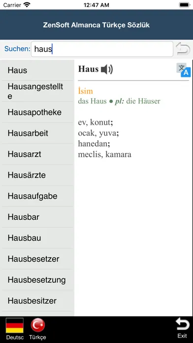 Screenshot di Almanca Türkçe Sözlük -Zensoft