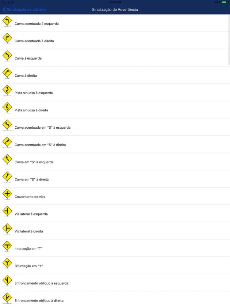 Ảnh chụp màn hình của Sinalização de trânsito iPad 