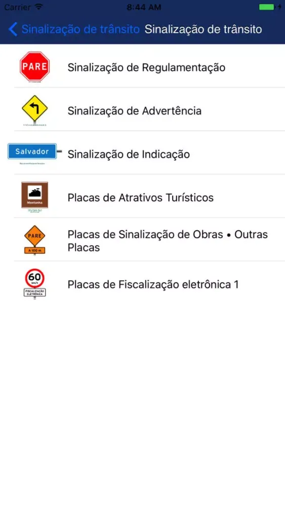 Ảnh chụp màn hình của Sinalização de trânsito