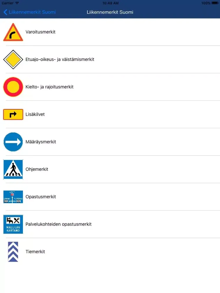Zrzuty ekranu Liikennemerkit Suomi iPad 