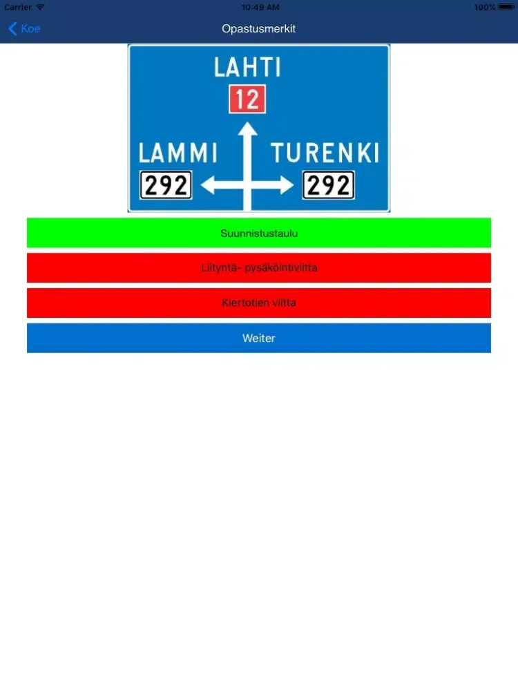Zrzuty ekranu Liikennemerkit Suomi iPad 