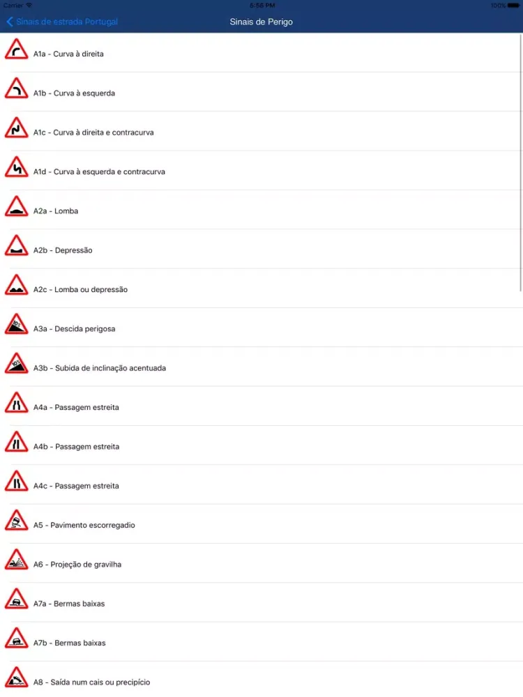 Sinais de estrada Portugal iPad 应用截图