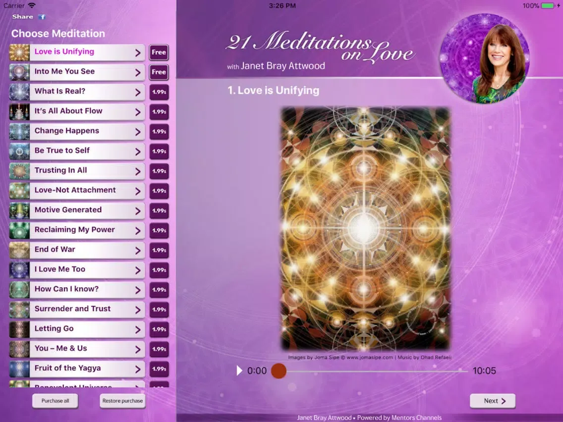 Tangkapan skrin 21 meditations on love iPad 