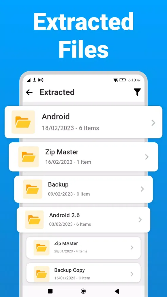 Capturas de tela do Zip Extractor