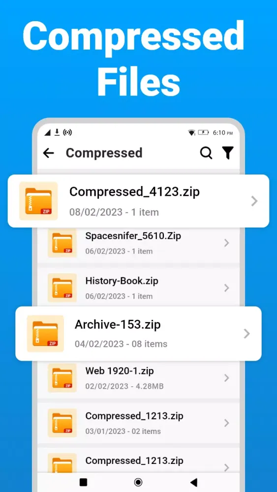 Capturas de tela do Zip Extractor