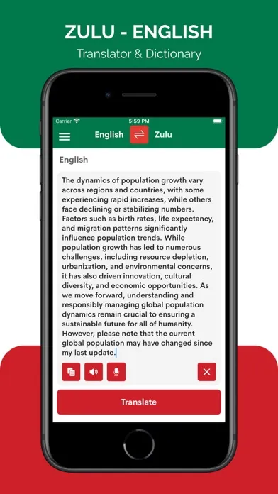 Capturas de pantalla de Zulu Translator & Dictionary