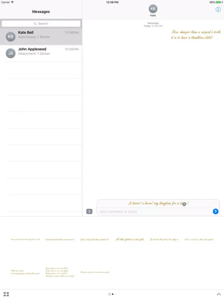 Zrzuty ekranu Shakespeare Stickers iPad 