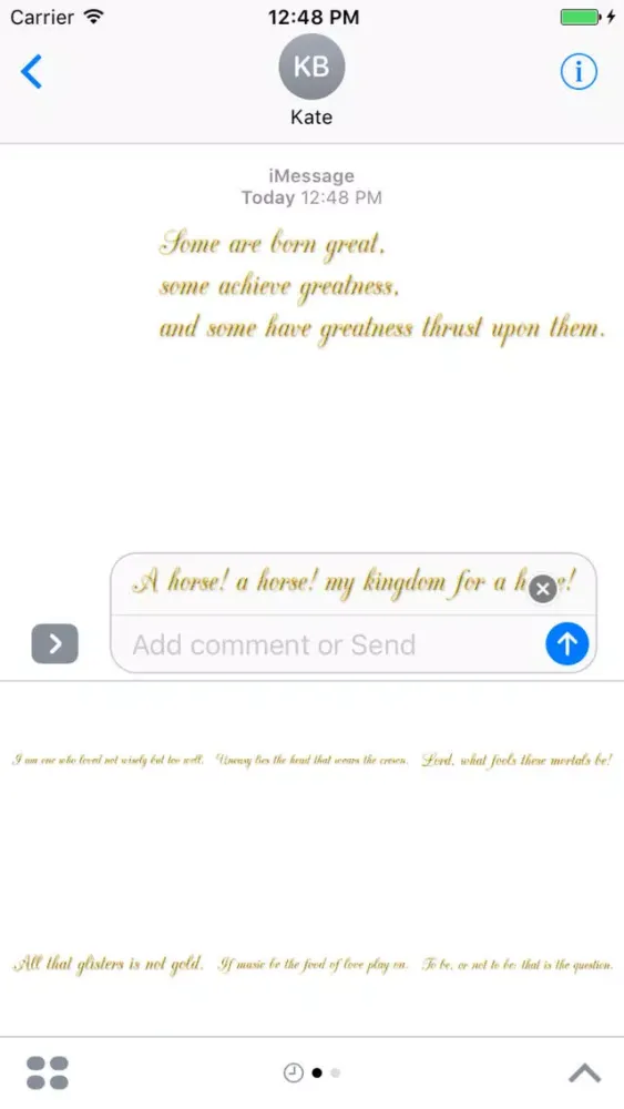 Zrzuty ekranu Shakespeare Stickers