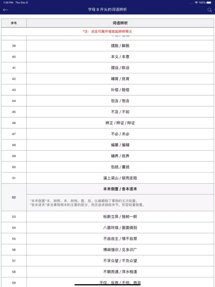 Скриншоты 中小学语文词语成语辨析大全 iPad 