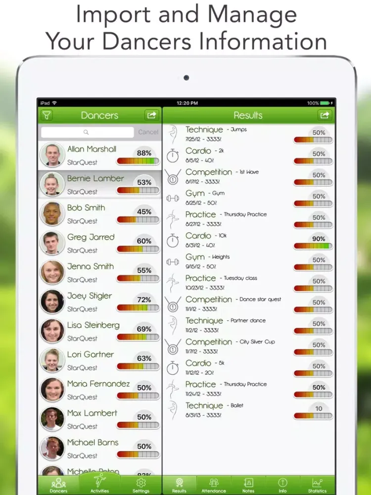 iGrade for Dance Instructor iPad  Screenshots