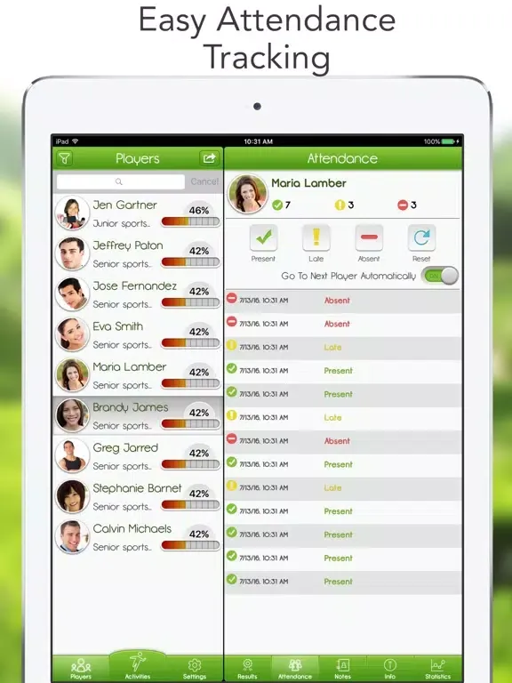 ภาพหน้าจอของ iGrade for Tennis Coach iPad 